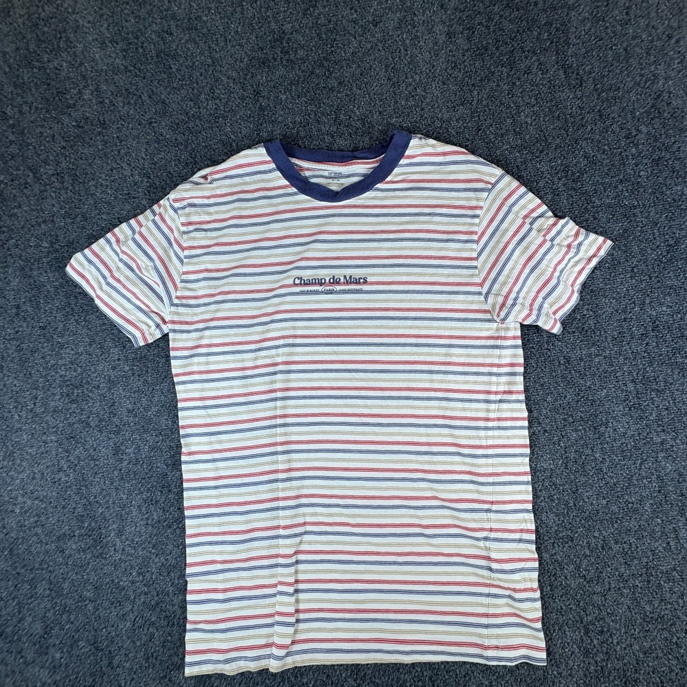 Cotton On T-Shirt Womens Medium White Multi Striped Champ De Mars Paris Graphic